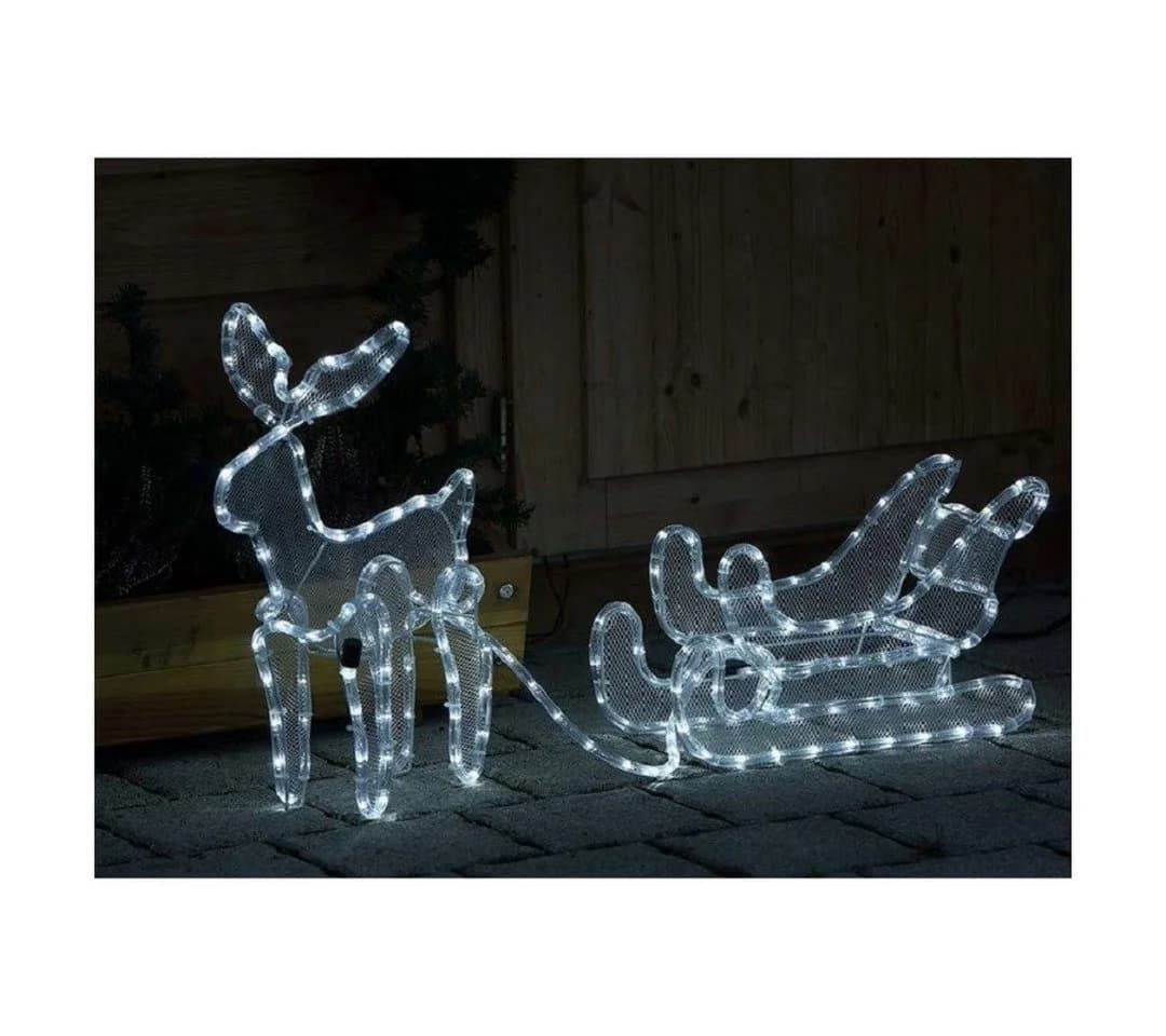 Gartenpirat LED Dekofigur Rentier mit Schlitten 216 LED Weihnachtsdeko für außen - Bild 4