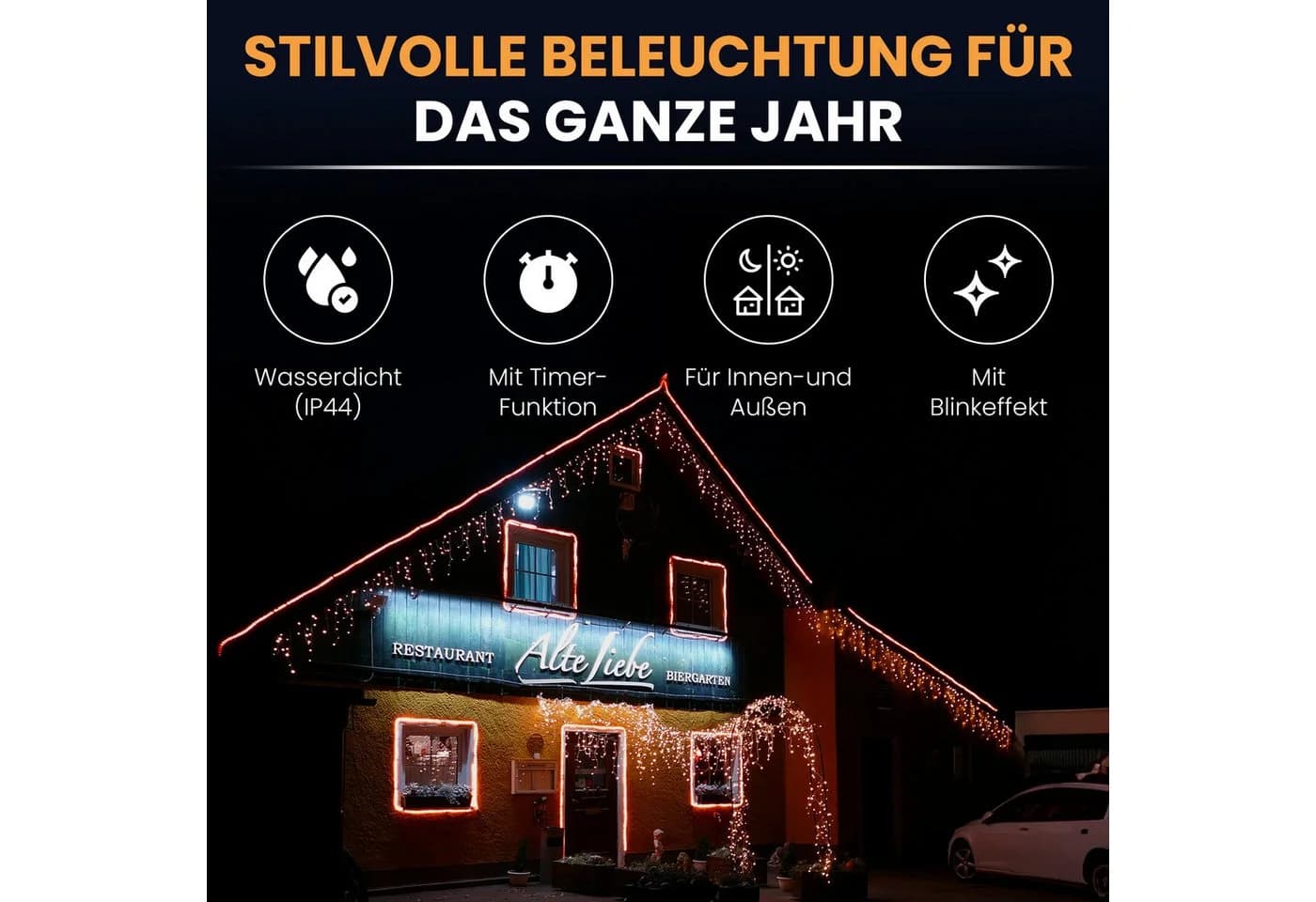 Gartenpirat LED-Lichterkette Eisregen mit Flashing-Effekt