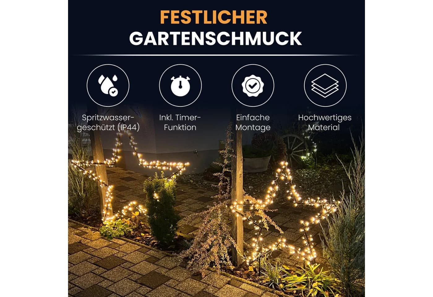 Gartenpirat LED-Stern für außen Gartenstern Ø 60-150 cm mit LED-Beleuchtung - Bild 4