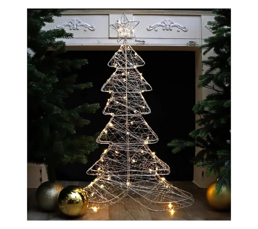 Gartenpirat LED Baum Silberdraht-Tannenbaum 100 cm mit 80 warmweißen LED