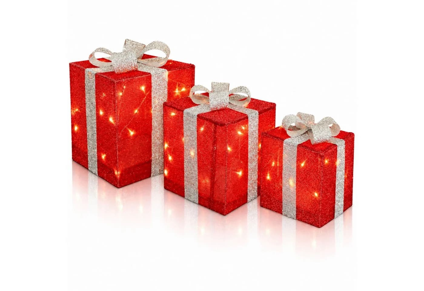Gartenpirat LED Geschenkboxen 3er-Set Warmweiß/Rot Timer - Bild 2