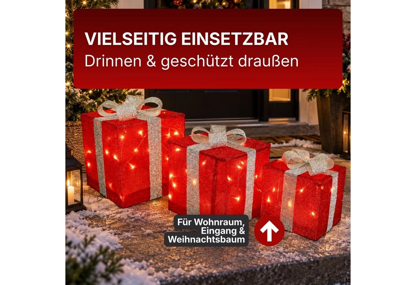Gartenpirat LED Geschenkboxen 3er-Set Warmweiß/Rot Timer - Bild 3