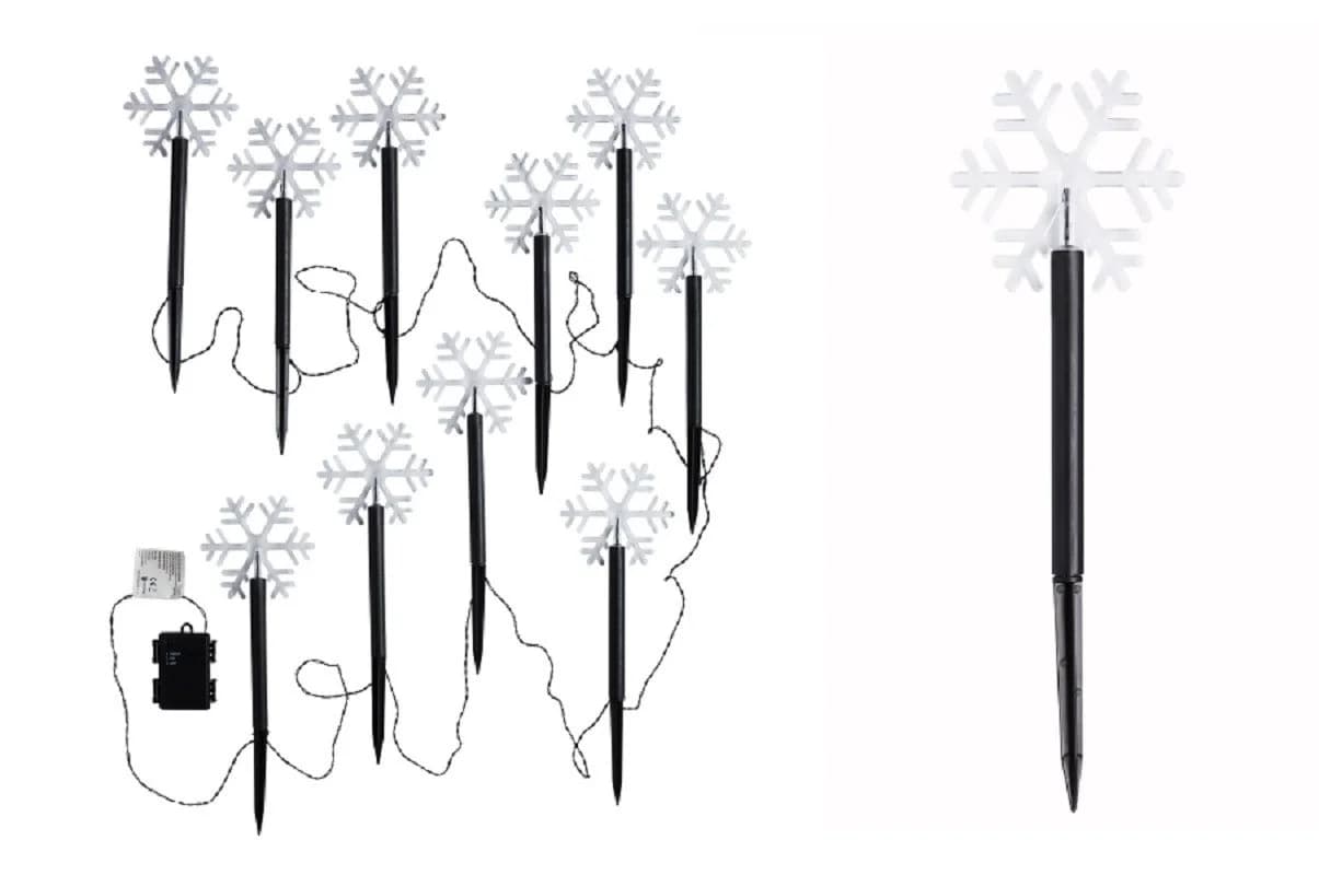 Gartenpirat LED Leuchtstäbe Schneeflocke Warmweiß 10 Erdspieße - Bild 4