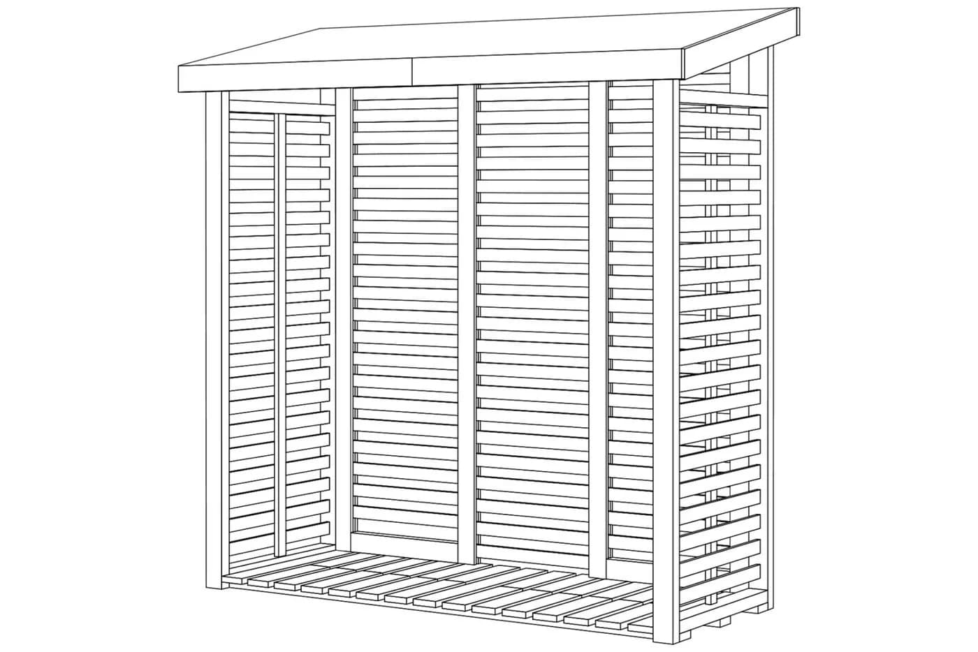 Gartenpirat Kaminholzregal Hylla Lärchenholz 200x75x200 cm mit Rückwand - Bild 4