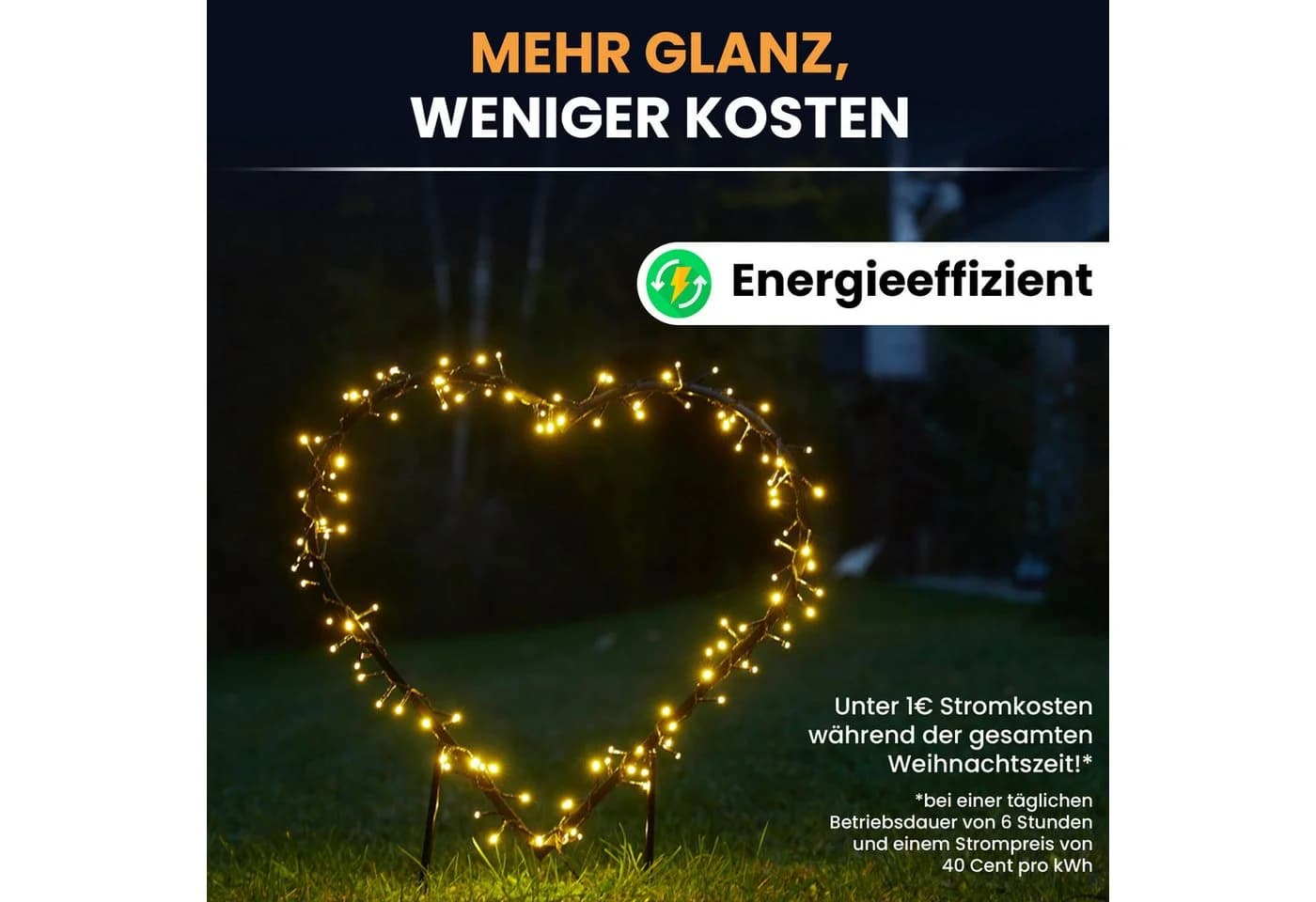Gartenpirat LED Weihnachtsfigur Herz Schwarz mit Timerfunktion - Bild 4