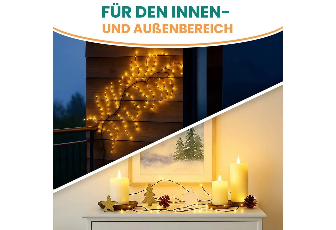 Gartenpirat LED-Lichterkette Ast Weidenrebe 230 cm 160 LED warmweiß Timer - Bild 3