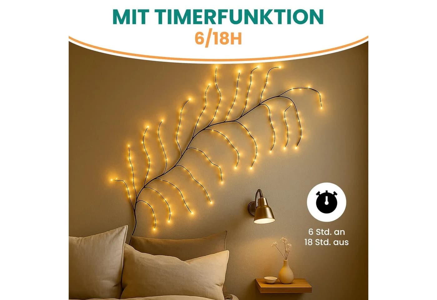 Gartenpirat LED-Lichterkette Ast Weidenrebe 230 cm 160 LED warmweiß Timer - Bild 5