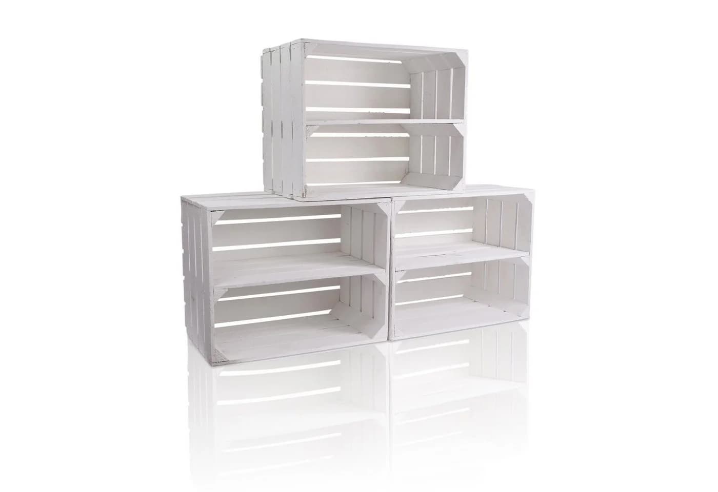 CHICCIE Holzkiste Langes Regal Weiß 3er Set - Bild 2