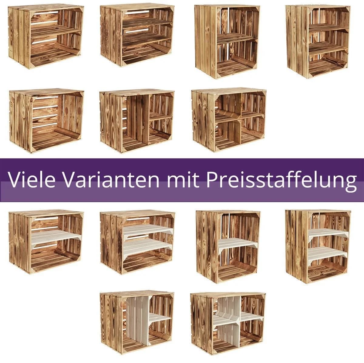CHICCIE Holzkiste Geflammt 50x40x30cm - Set 4 St - Bild 4