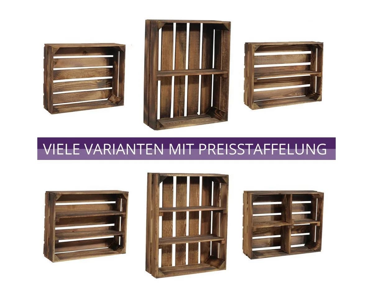 CHICCIE Holzkiste Holzregal Geflammt Braun - Bild 4