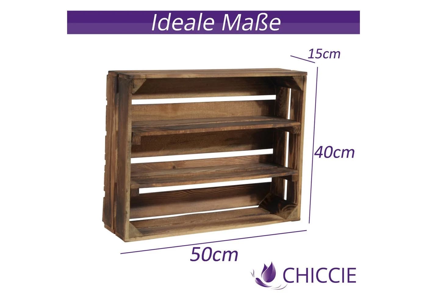 CHICCIE Holzkiste Holzregal Geflammt Braun - Bild 5