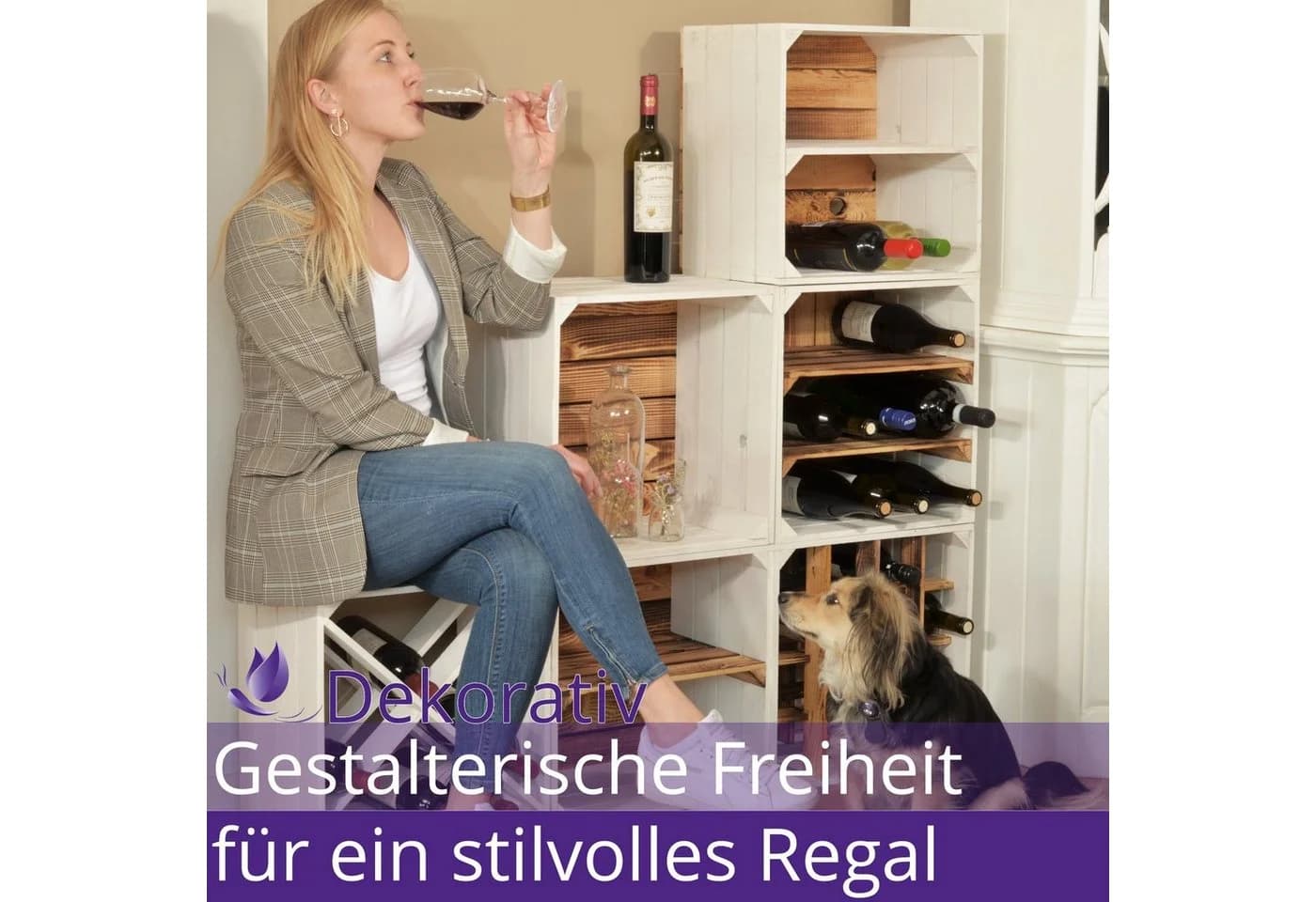 CHICCIE Weinregal Wino Flaschenregal aus Holz Weiß 2-tlg. - Bild 4