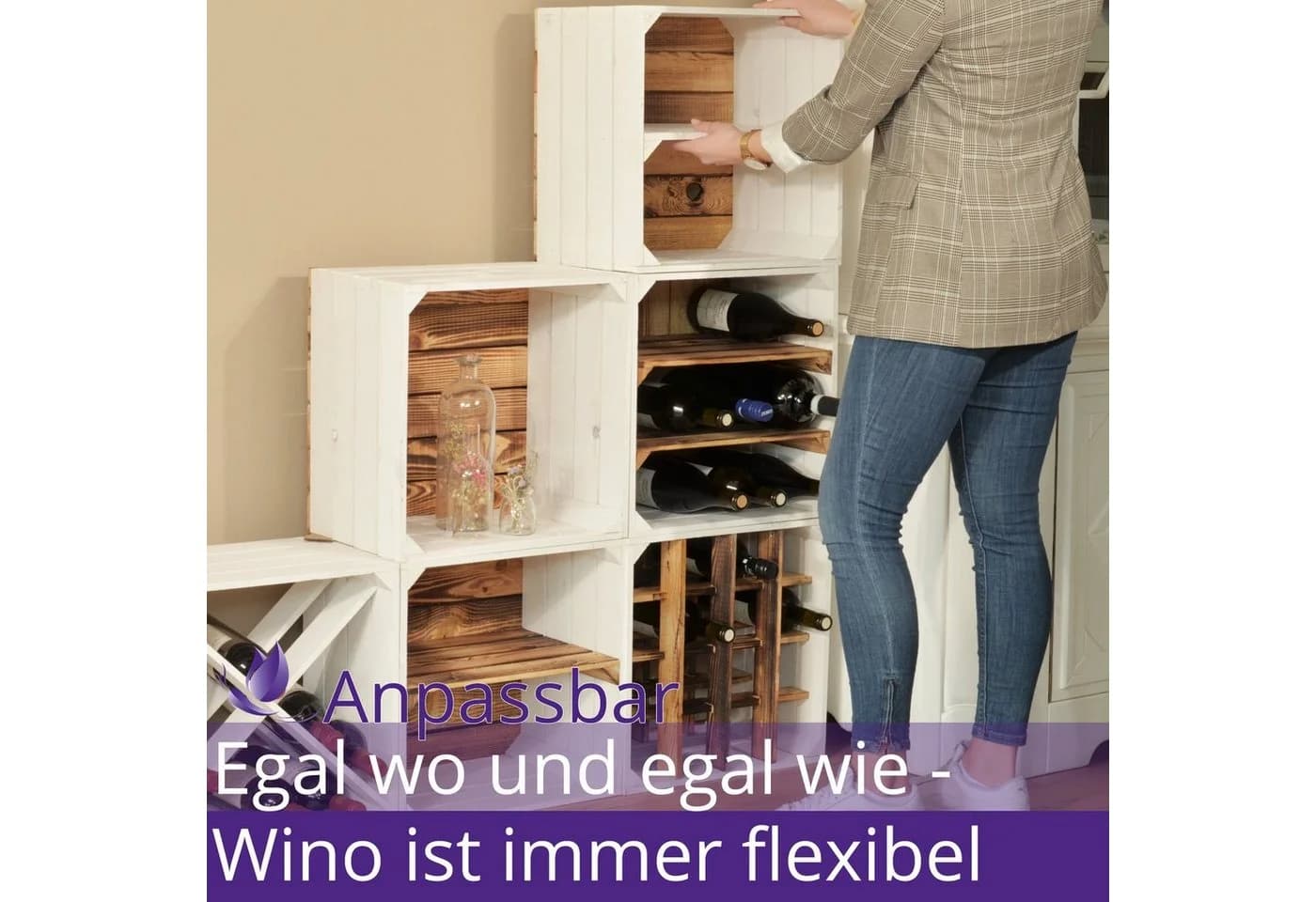 CHICCIE Weinregal Wino Flaschenregal aus Holz Weiß 2-tlg. - Bild 5