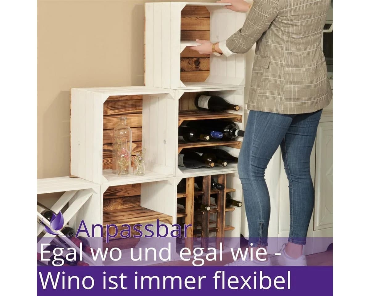 CHICCIE Weinregal Wino Flaschenregal aus Holz Weiß - Bild 5