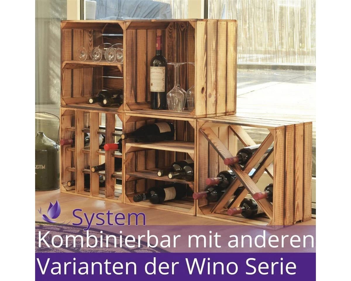 CHICCIE Weinregal Wino aus Holz Braun Stapelbar