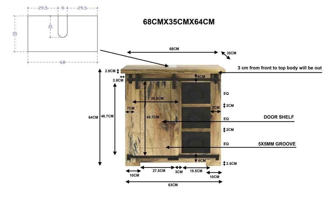 Main Möbel Waschbeckenunterschrank Railroad Mango & Eisen Used-Optik - Bild 5