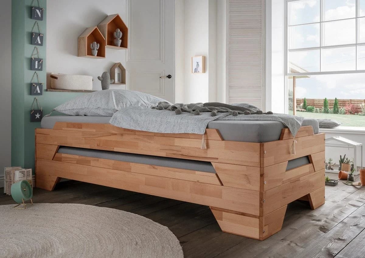 Main Möbel Stapelbett 2er-Set 'Pisa' Buche massiv natur geölt 90x200cm - Bild 3