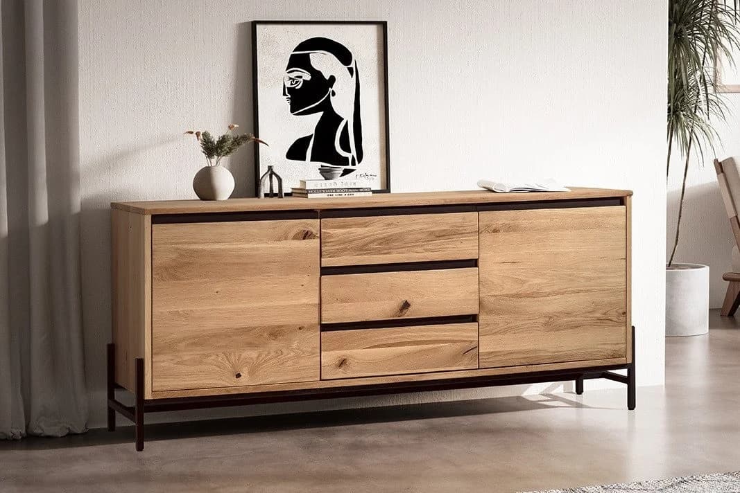 Main Möbel Sideboard Veneza Wildeiche & Metall schwarz