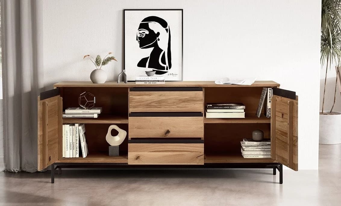 Main Möbel Sideboard Veneza Wildeiche & Metall schwarz - Bild 3