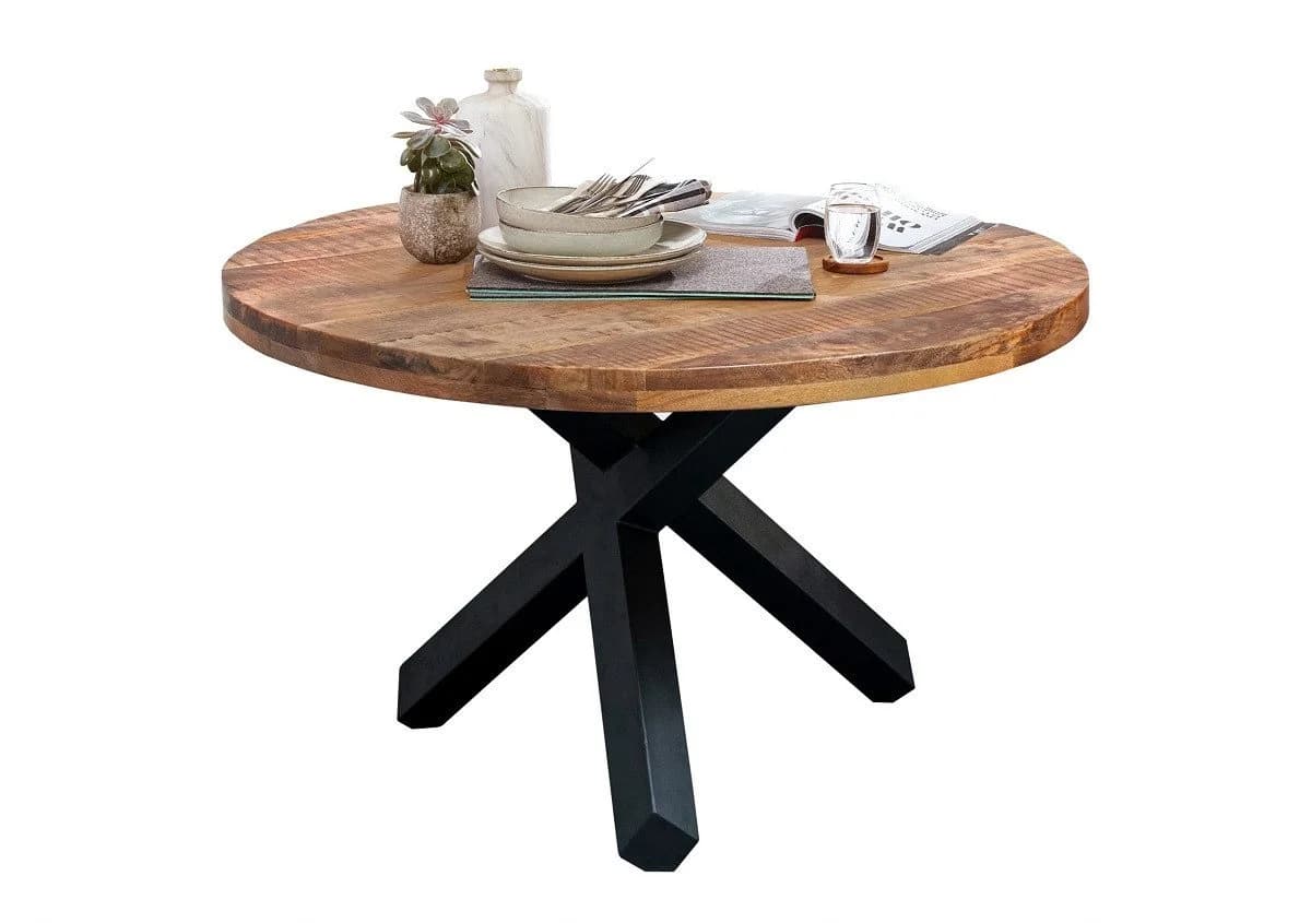 Main Möbel Esstisch rund Patna 110cm Akazie & Metall schwarz - Bild 2
