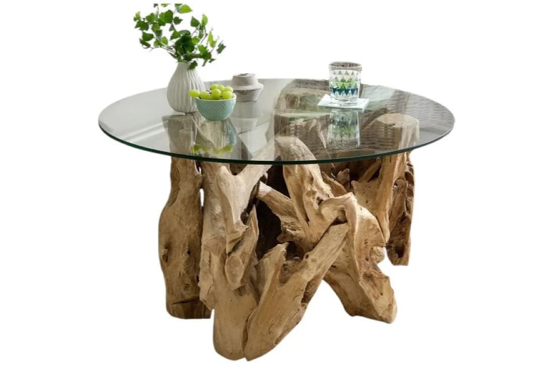 Main Möbel Couchtisch "Java" Glasplatte recyceltes Holz - Bild 2