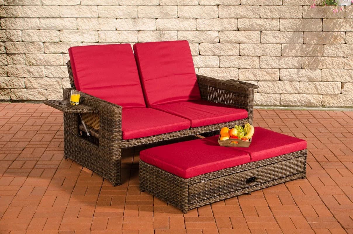 CLP Gartenlounge-Set Ancona 2er Sofa Poly Rattan Braun - Bild 2