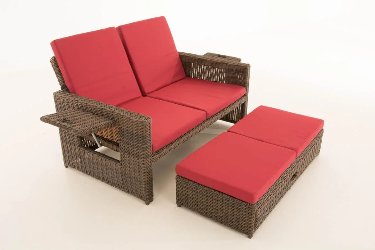 CLP Gartenlounge-Set Ancona 2er Sofa Poly Rattan Braun - Bild 4