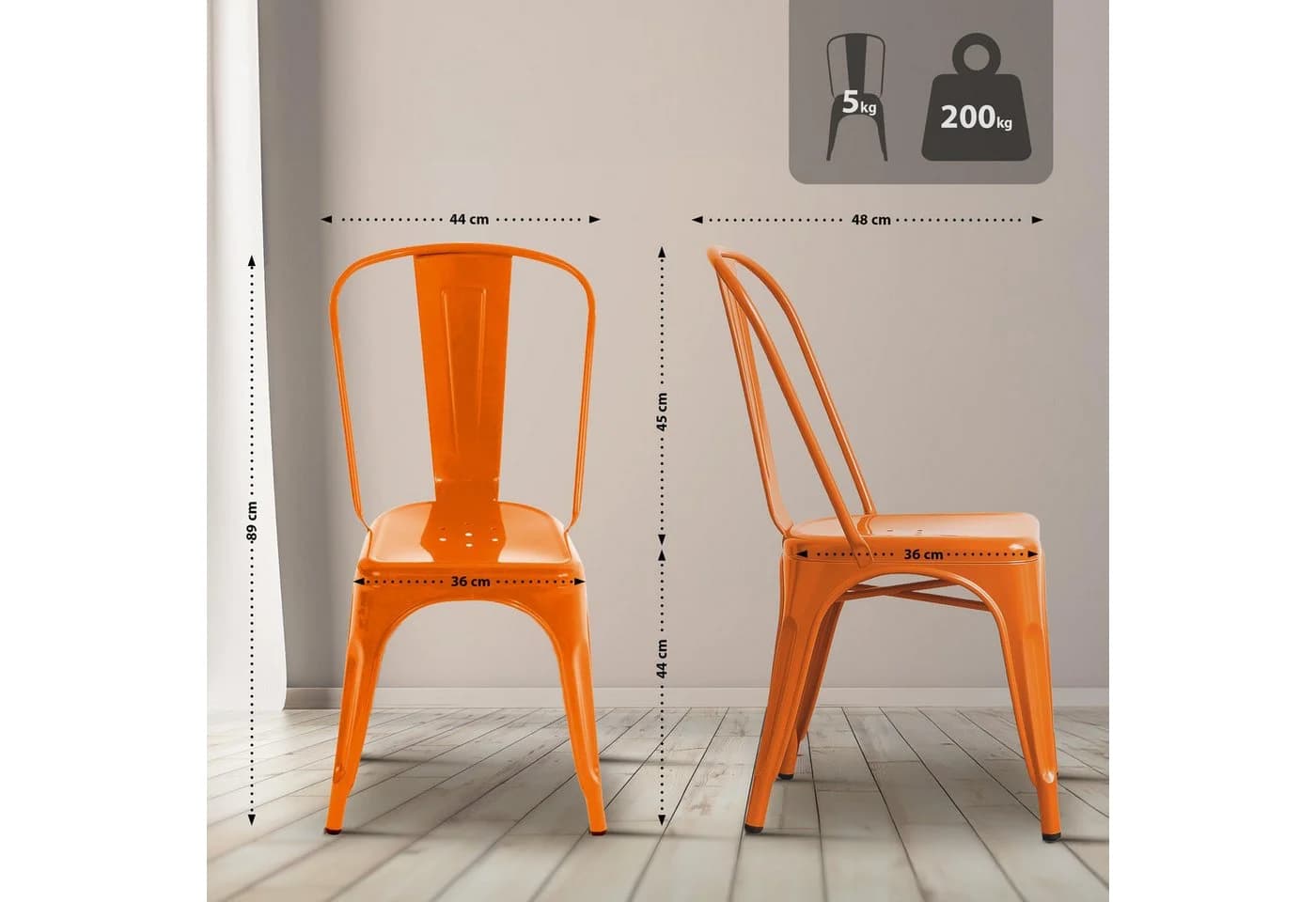 CLP Stapelstuhl Benedikt Orange Metall Industrial Design - Bild 3