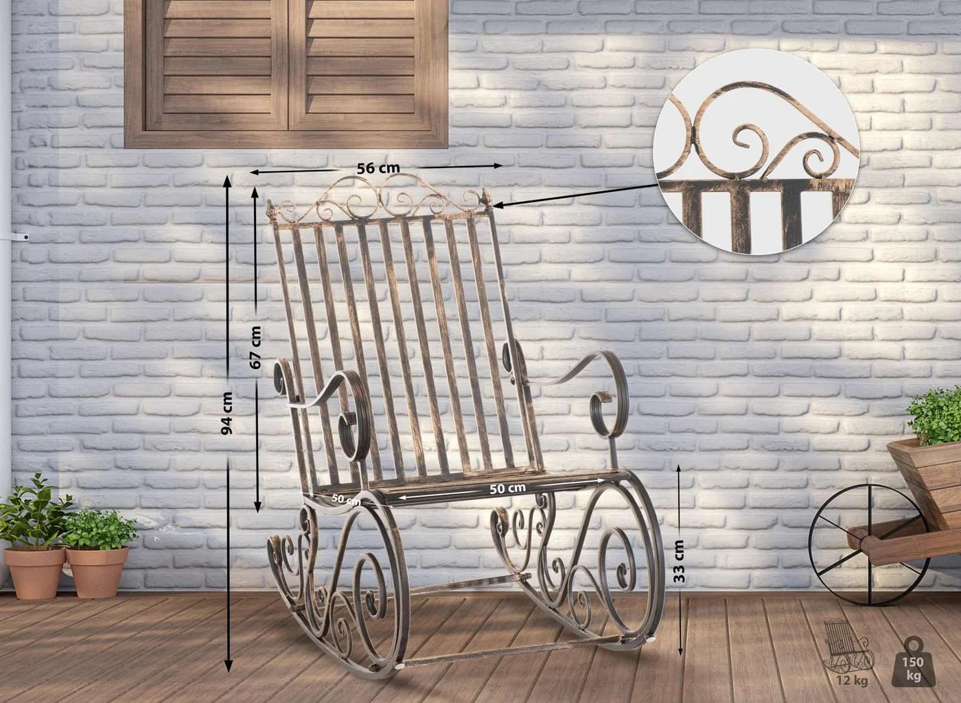 CLP Schaukelstuhl Smilla Metall Landhausstil Garten - Bild 4