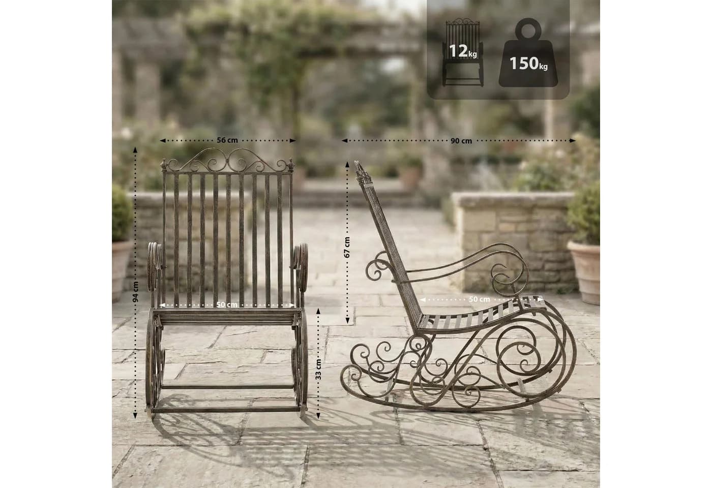 CLP Schaukelstuhl Smilla Metall Landhausstil Garten - Bild 5