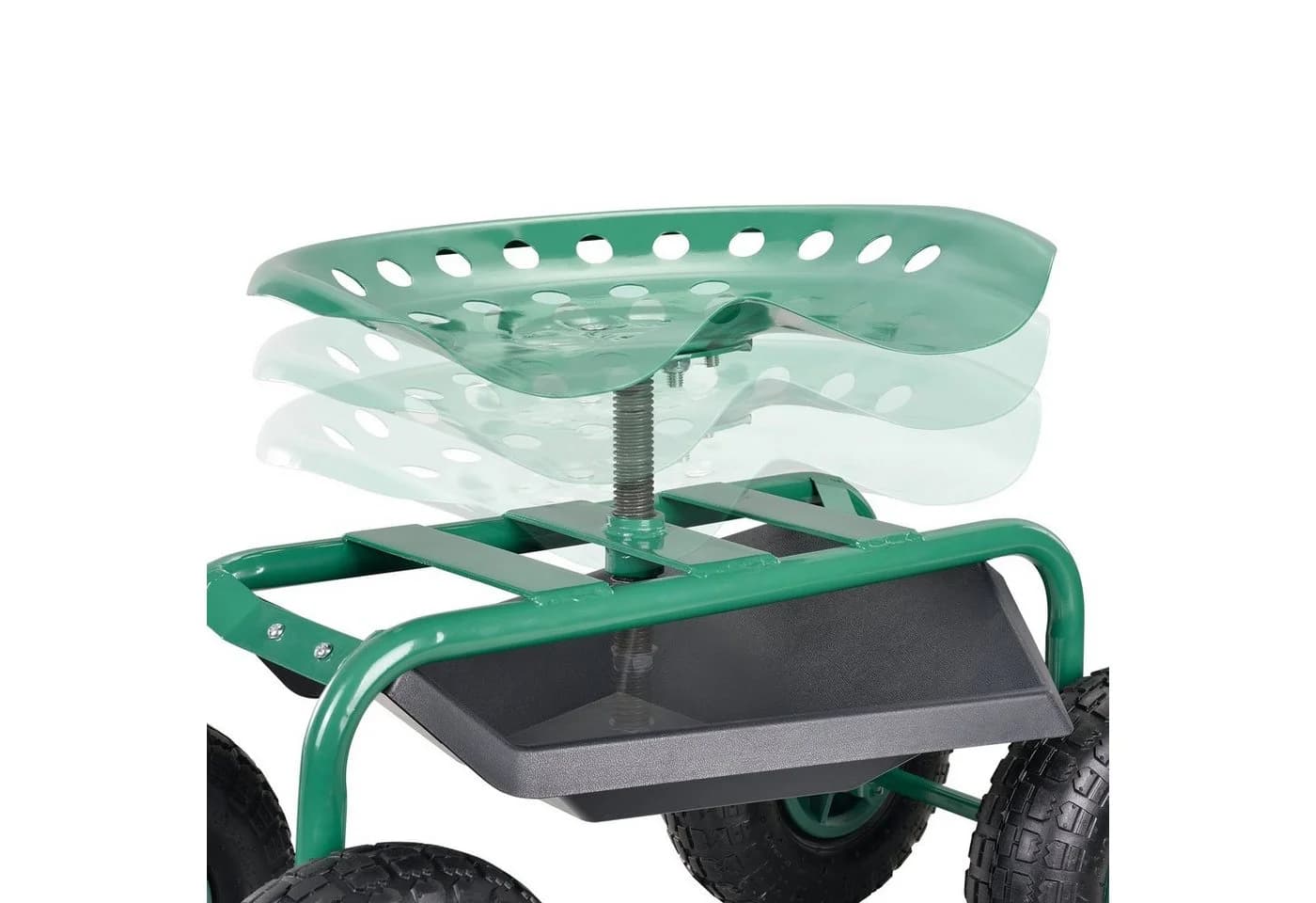 pro.tec Fahrbarer Gartensitz Grün Stahl - Bild 5