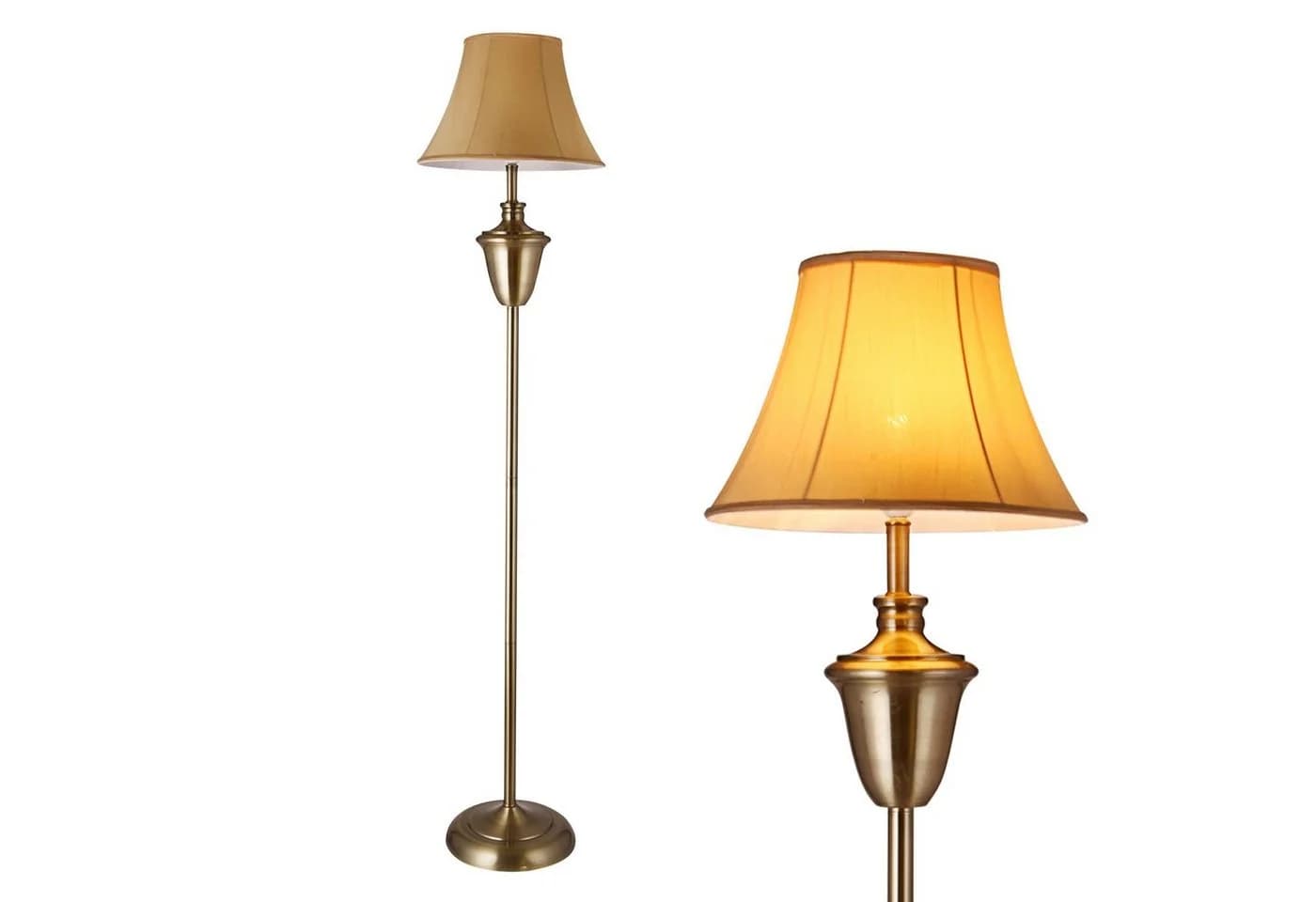 lux.pro Stehlampe Madrid Retro-Look Messing Beige-Braun E27 - Bild 2