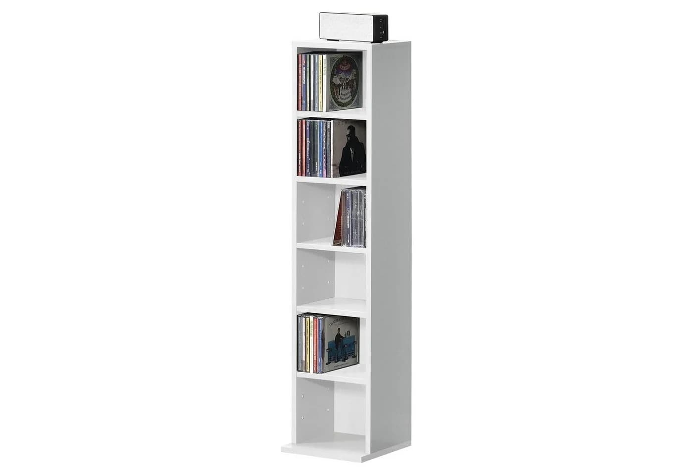 en.casa CD-Regal Tynset Weiß Modernes Standregal mit 6 Fächern