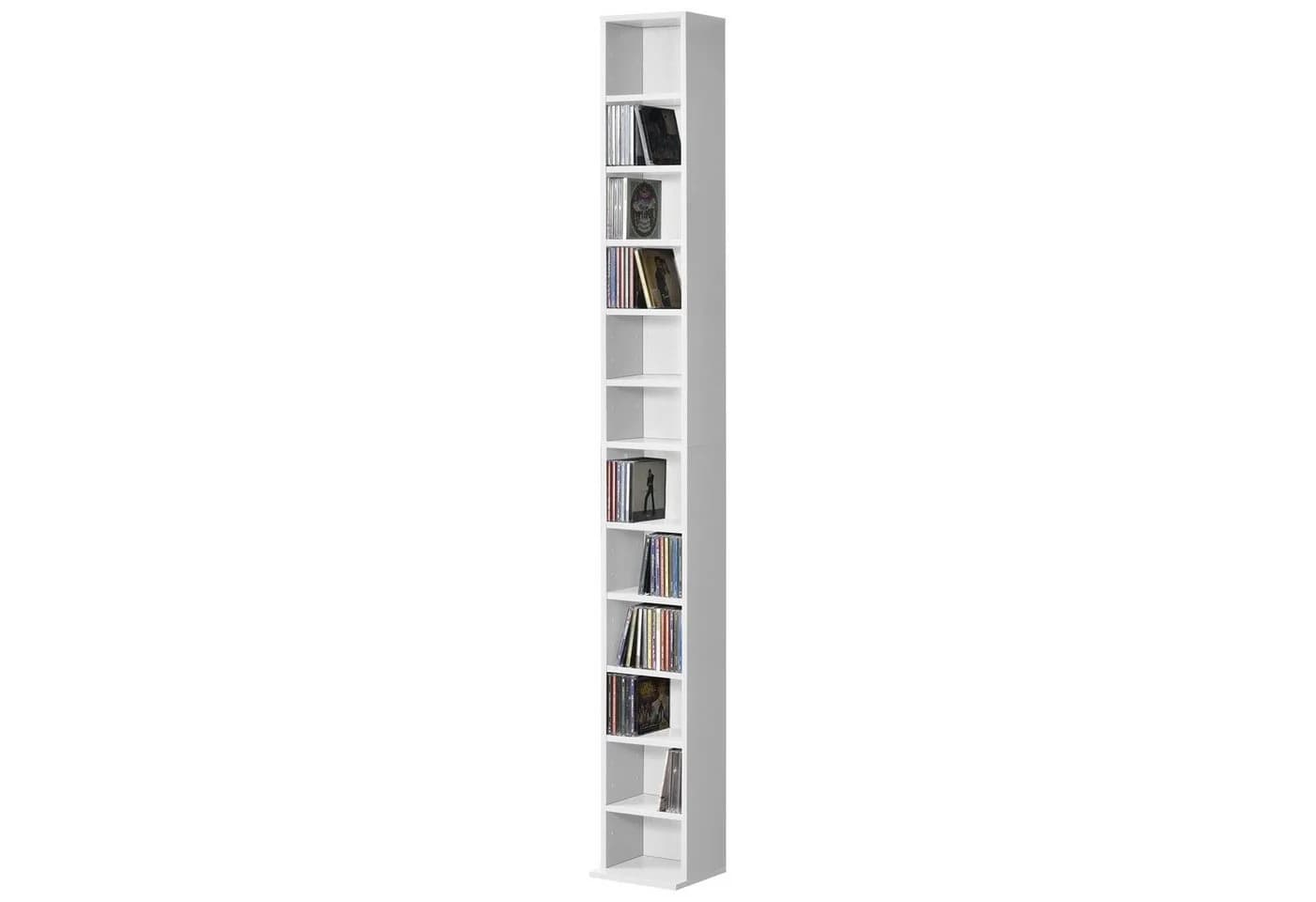 en.casa CD-Regal Tynset Weiß 12 Fächer