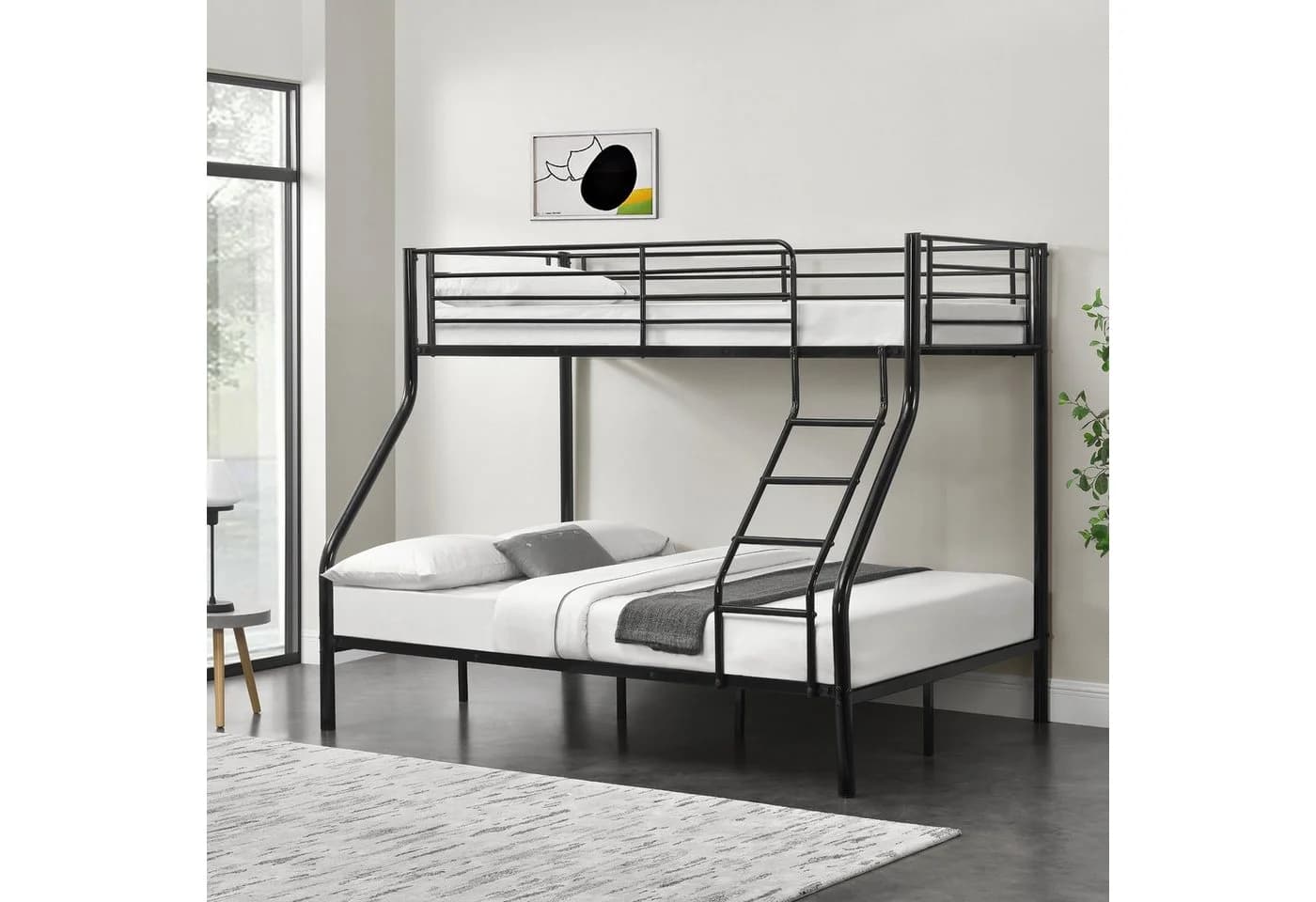 neu.haus Etagenbett Sortland Metall Schwarz 200x140/90cm
