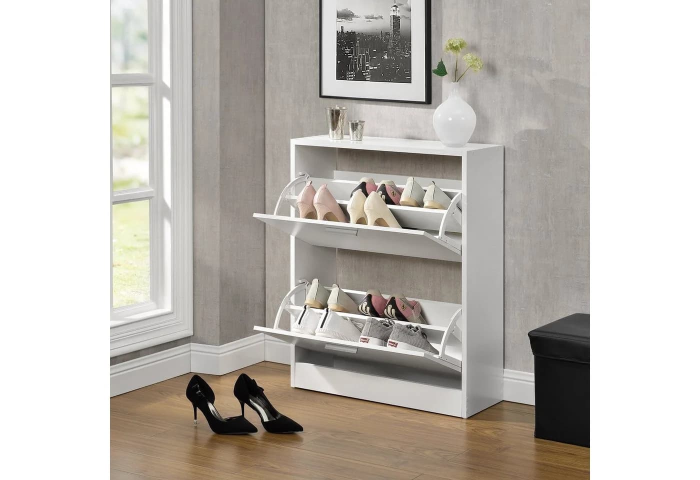 en.casa Schuhschrank Sykkylven Weiß Schuhkipper - Bild 3