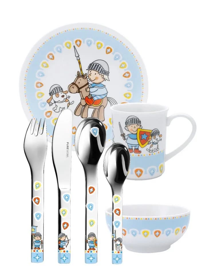 PURESIGNS Kindergeschirr-Set MIKO 7-tlg. Bunt Ritter Motiv - Bild 2