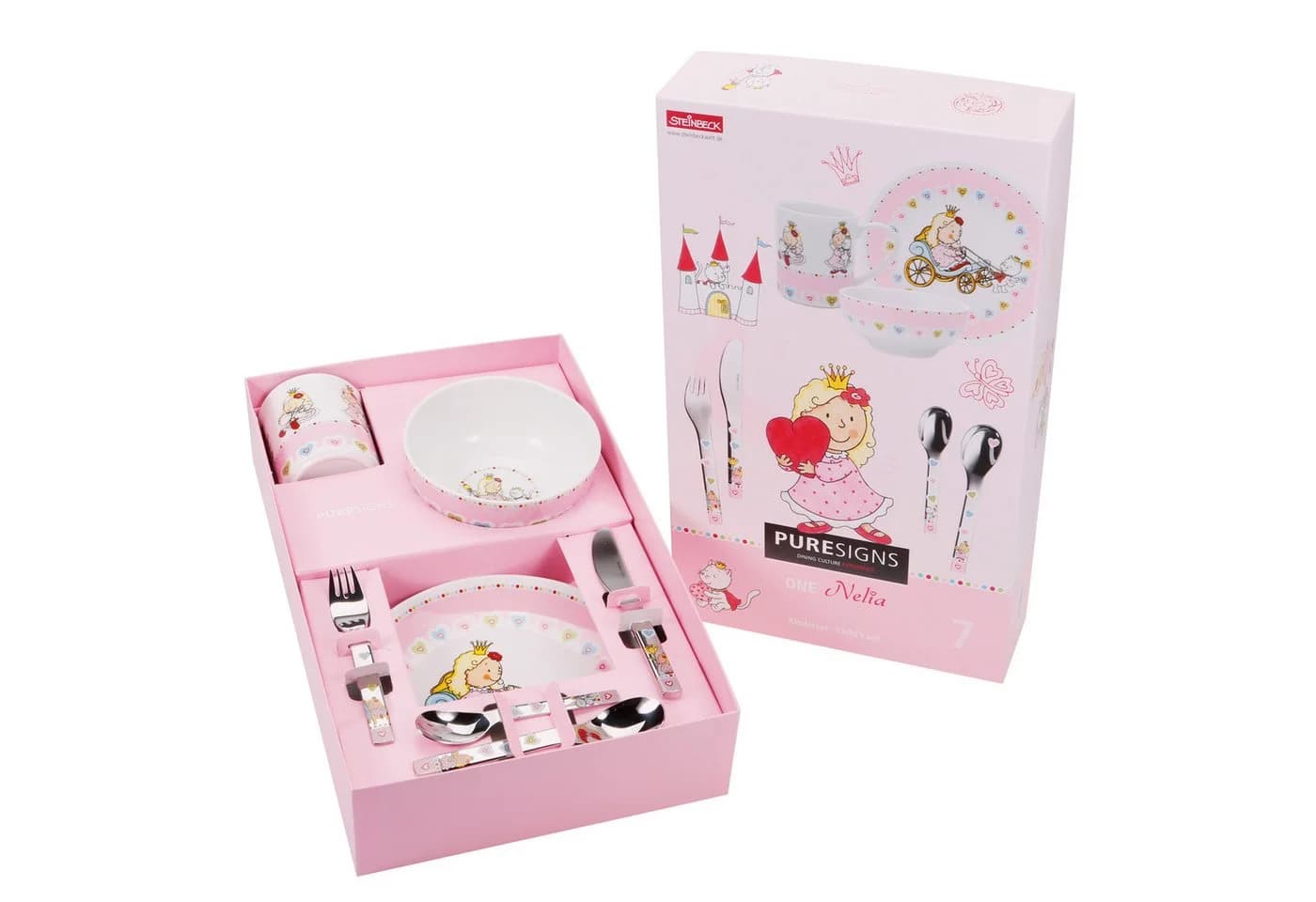 PURESIGNS Kindergeschirr-Set NELIA 7-tlg. Rosa Bunt