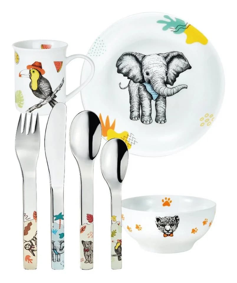 PURESIGNS Kindergeschirr-Set NATURA 7-tlg. Bunt Edelstahl & Porzellan - Bild 2