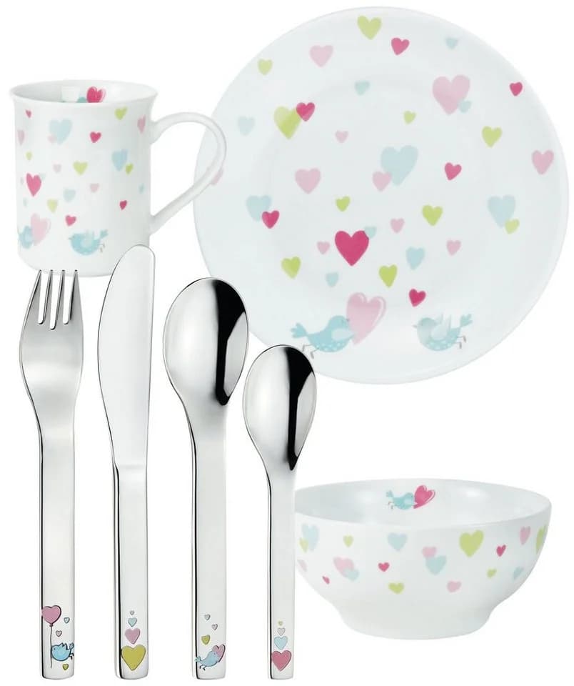 PURESIGNS Kindergeschirr-Set CORA 7-tlg. Edelstahl & Porzellan Bunt - Bild 2