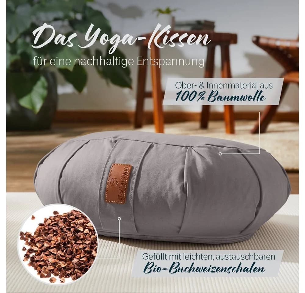 #DoYourYoga Yoga Bolster Zafu Halbmondkissen Grau
