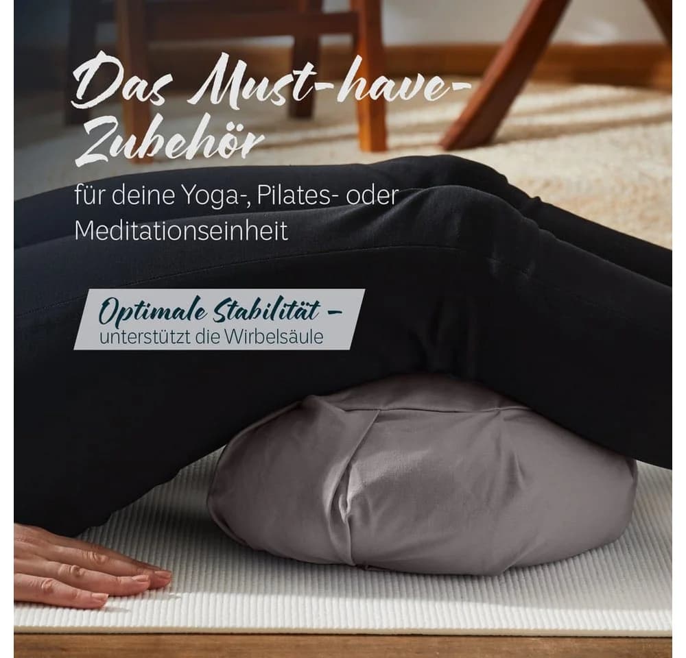 #DoYourYoga Yoga Bolster Zafu Halbmondkissen Grau - Bild 3