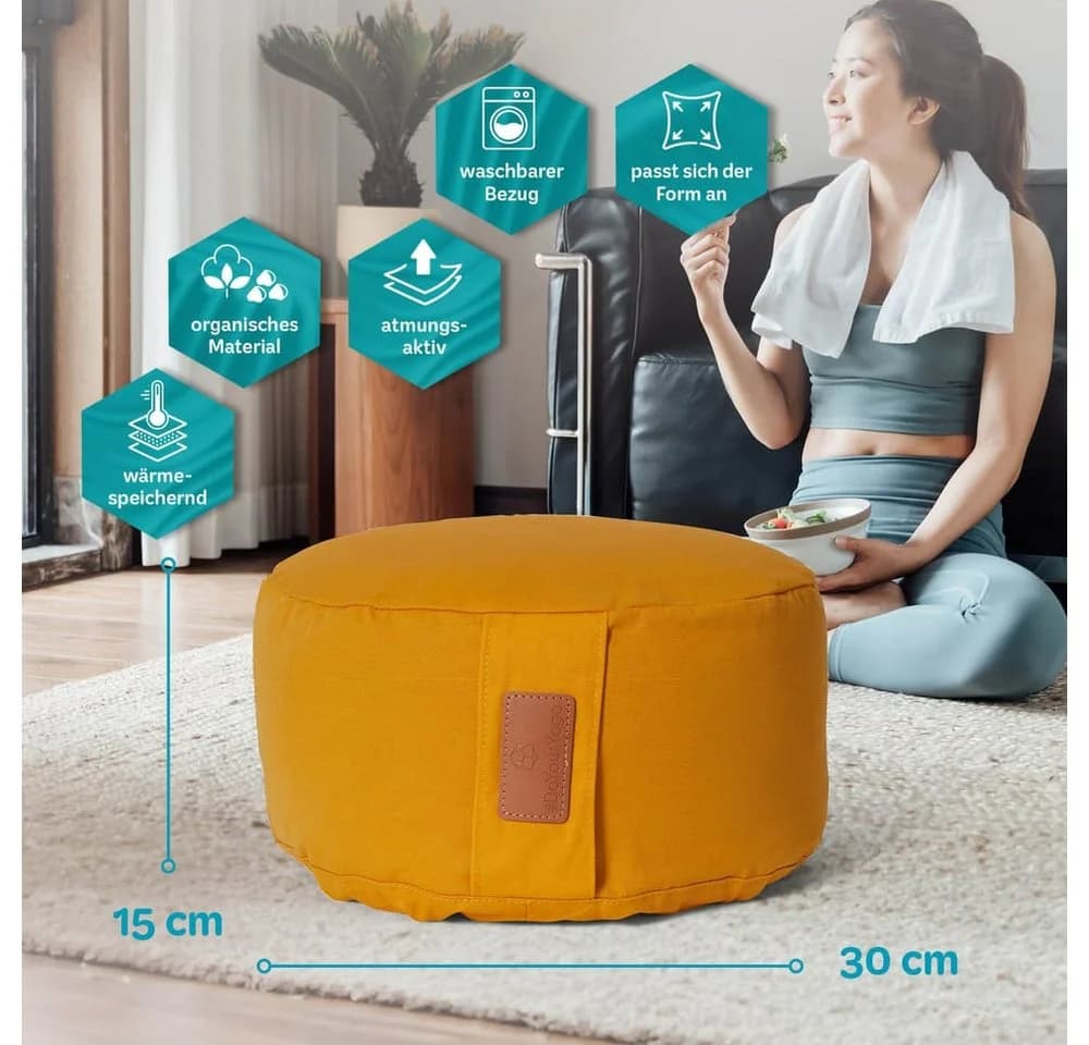#DoYourYoga Yoga Bolster Kissen Vishnu Currygelb Bio-Buchweizen - Bild 4