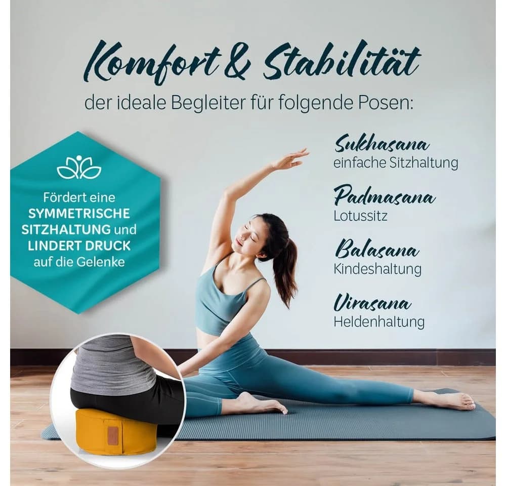 #DoYourYoga Yoga Bolster Kissen Vishnu Currygelb Bio-Buchweizen - Bild 5