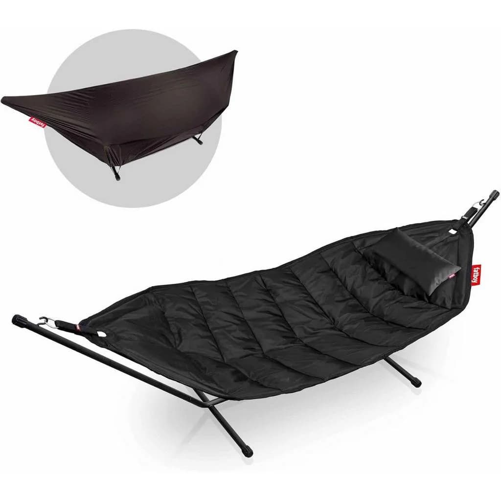 Fatboy Headdemock Deluxe Hängematte Schwarz mit Metallgestell und Kissen
