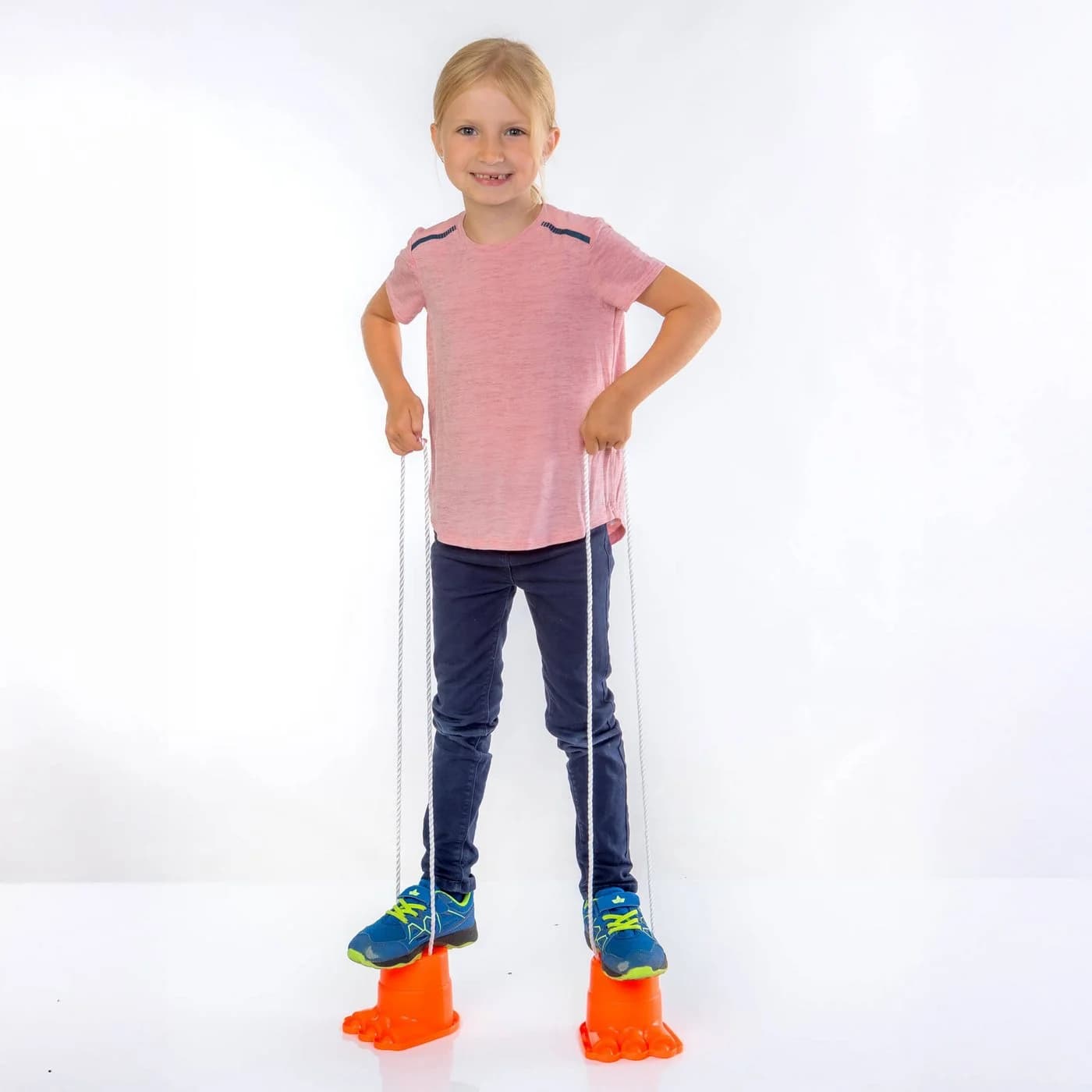 Vedes Dino-Füße Laufdosen 2er Set Kinder Stelzen Orange/Grün - Bild 3