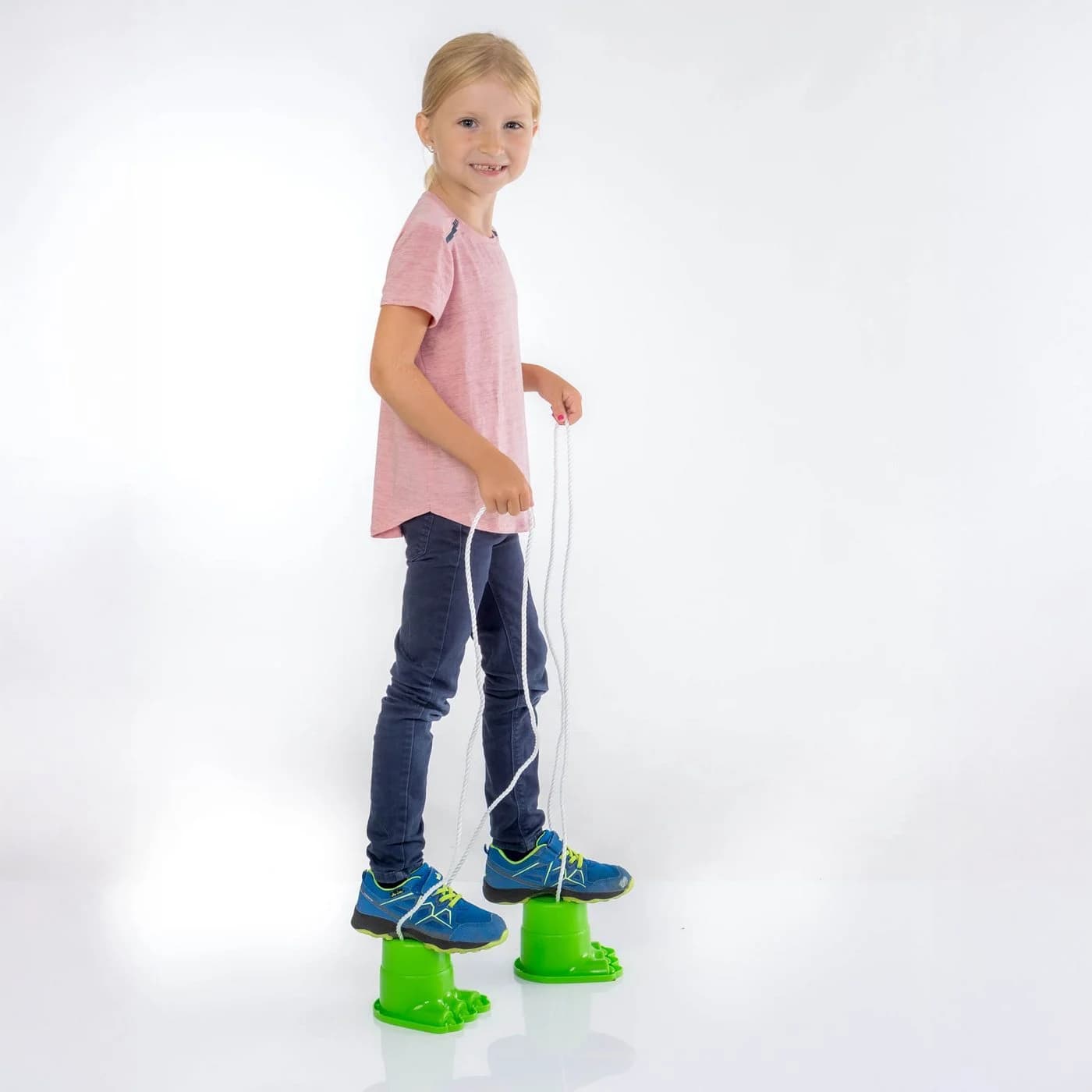 Vedes Dino-Füße Laufdosen 2er Set Kinder Stelzen Orange/Grün - Bild 4