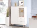 Finori Highboard Weiß mit Massivholzfüßen und Metallgriffen Bild 1