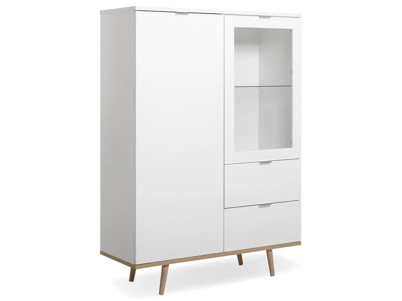Finori Highboard Weiß mit Massivholzfüßen und Metallgriffen - Bild 2