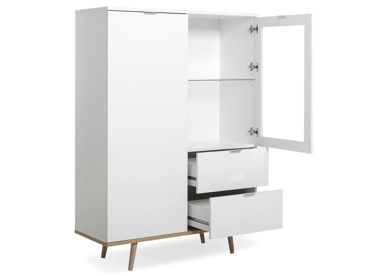 Finori Highboard Weiß mit Massivholzfüßen und Metallgriffen - Bild 3